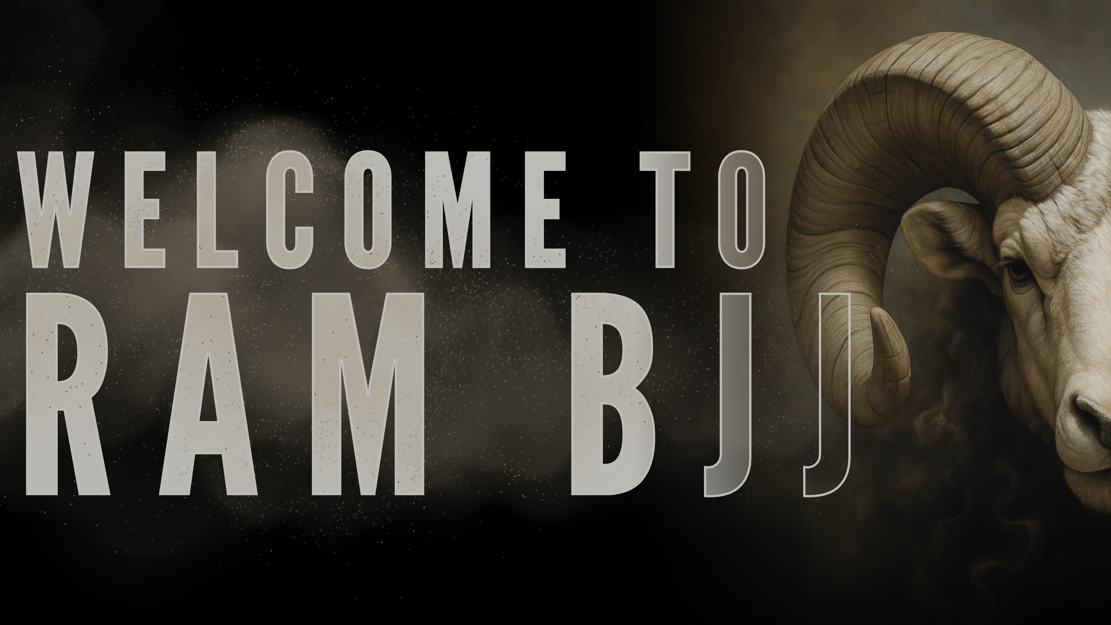 Welcome to Ram BJJ text with a ram's head on a dark background